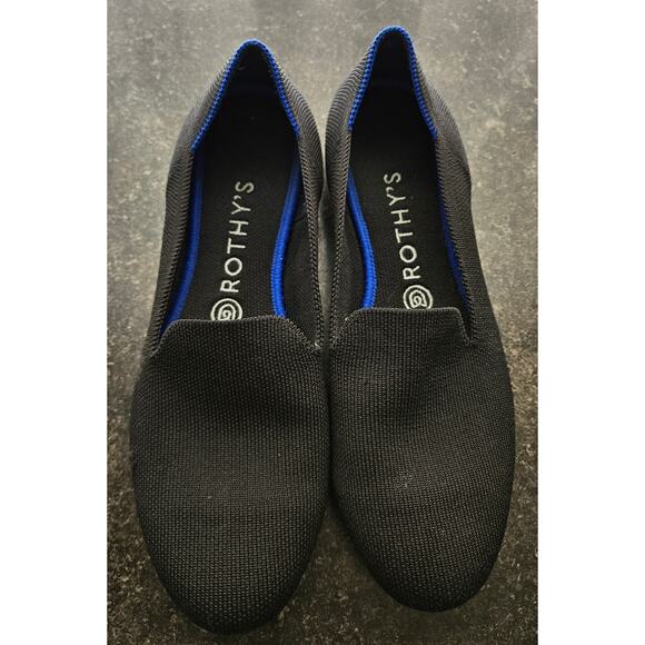 Rothy's Black Slip On Women's Size 8.5 Black with Royal Blue Trim **READ** - Picture 1 of 8